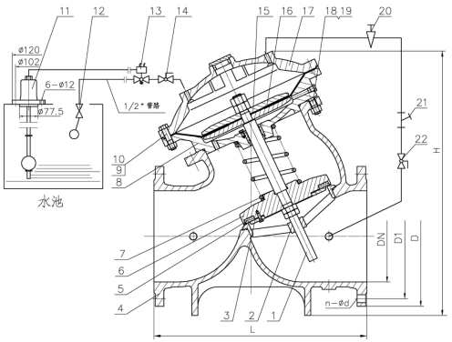 F145X电动遥控浮球阀使用说明书-工作原理(图1)